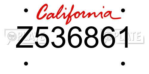 Z536861 California License Plate