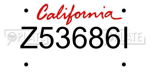 Z53686I California License Plate