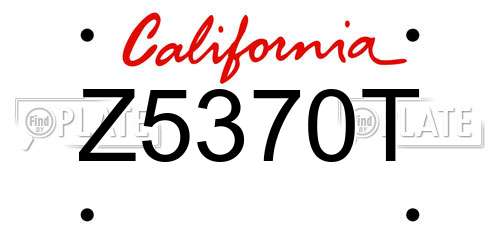 Z5370T California License Plate
