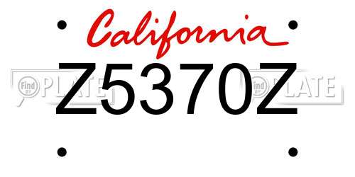 Z5370Z California License Plate