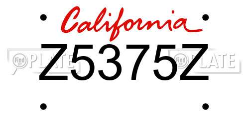 Z5375Z California License Plate