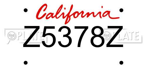 Z5378Z California License Plate