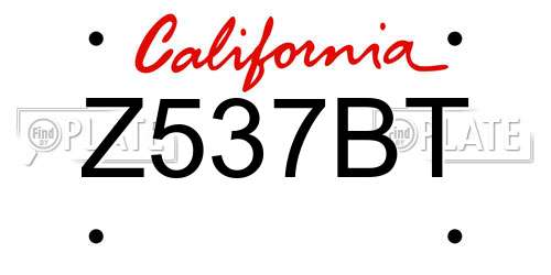 Z537BT California License Plate