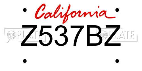 Z537BZ California License Plate