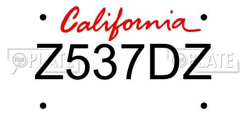 Z537DZ California License Plate