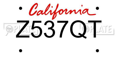 Z537QT California License Plate