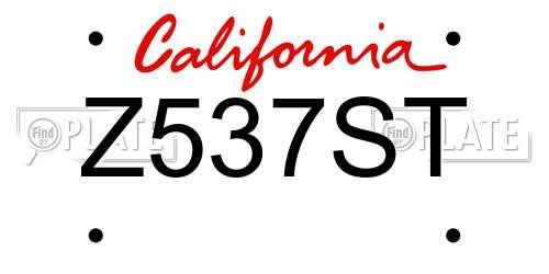 Z537ST California License Plate