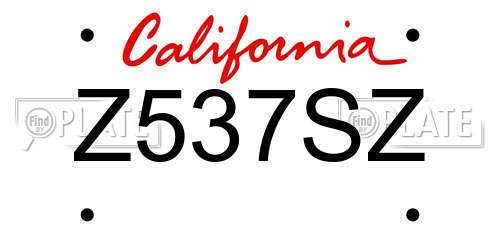 Z537SZ California License Plate