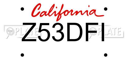 Z53DFI California License Plate