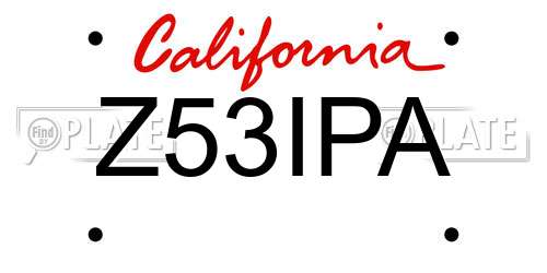 Z53IPA California License Plate