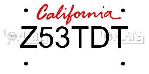 Z53TDT California License Plate