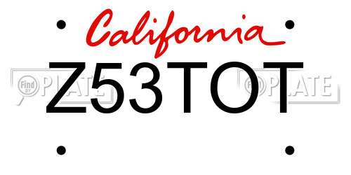 Z53TOT California License Plate