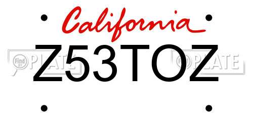 Z53TOZ California License Plate