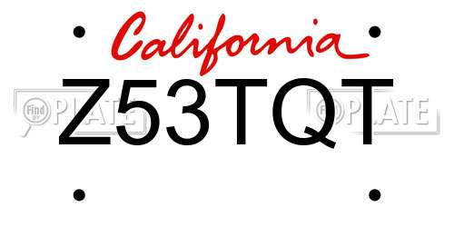 Z53TQT California License Plate