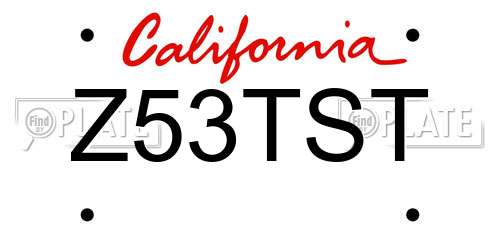 Z53TST California License Plate
