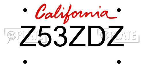 Z53ZDZ California License Plate