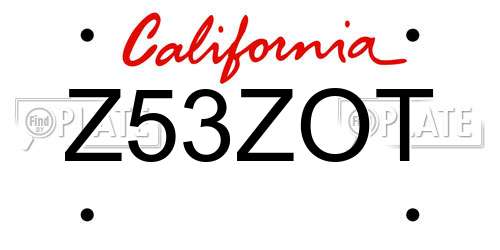 Z53ZOT California License Plate