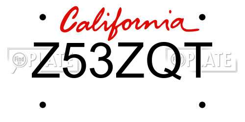 Z53ZQT California License Plate