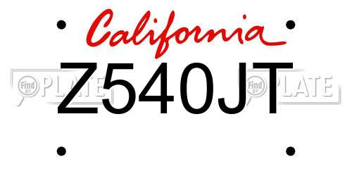 Z540JT California License Plate