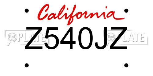 Z540JZ California License Plate