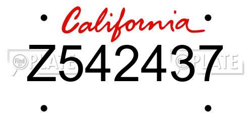 Z542437 California License Plate