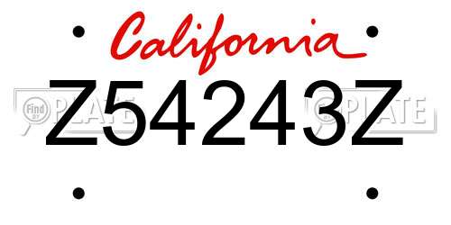 Z54243Z California License Plate