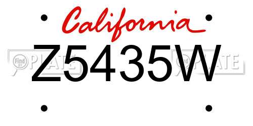 Z5435W California License Plate