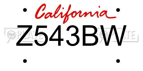 Z543BW California License Plate
