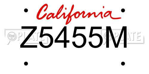 Z5455M California License Plate