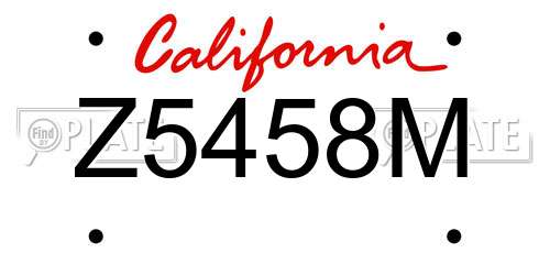 Z5458M California License Plate
