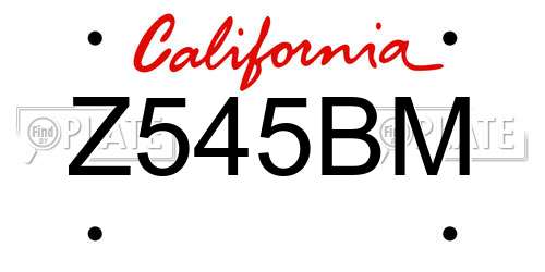 Z545BM California License Plate