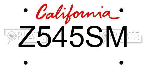 Z545SM California License Plate