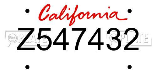 Z547432 California License Plate