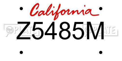 Z5485M California License Plate