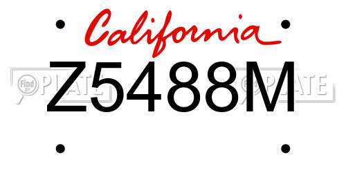 Z5488M California License Plate