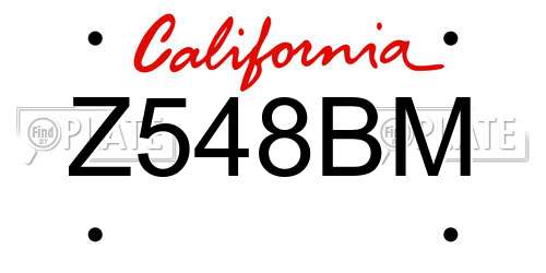 Z548BM California License Plate