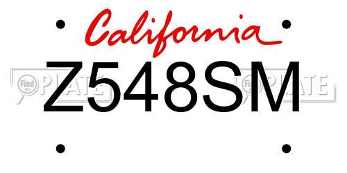 Z548SM California License Plate