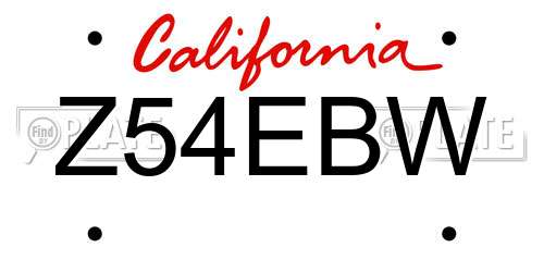 Z54EBW California License Plate