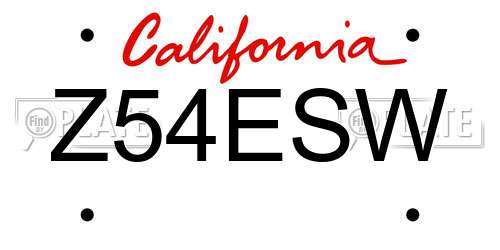 Z54ESW California License Plate
