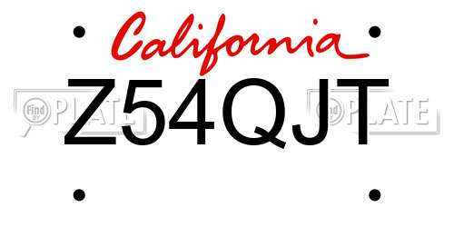 Z54QJT California License Plate