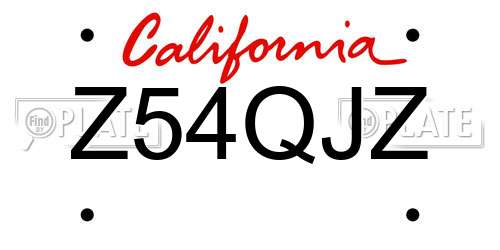 Z54QJZ California License Plate