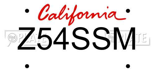 Z54SSM California License Plate
