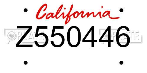 Z550446 California License Plate
