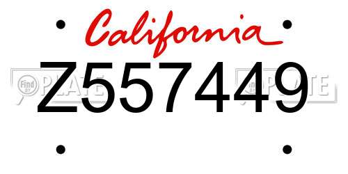 Z557449 California License Plate