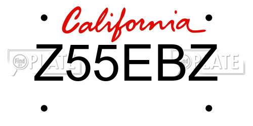 Z55EBZ California License Plate