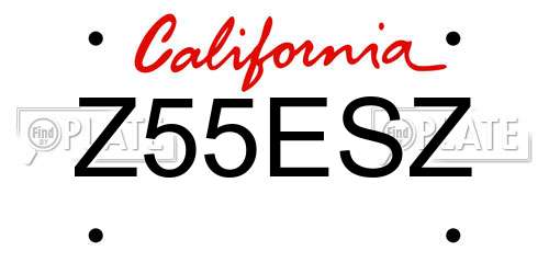 Z55ESZ California License Plate