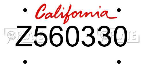Z560330 California License Plate