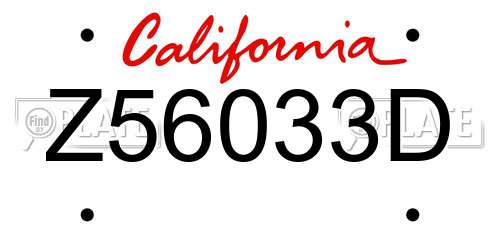 Z56033D California License Plate