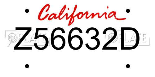 Z56632D California License Plate
