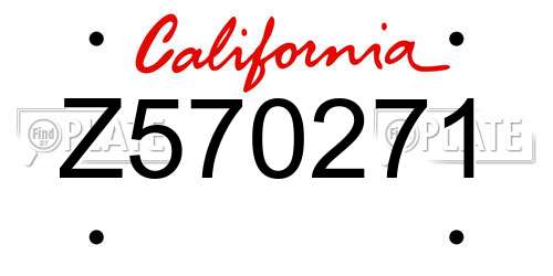 Z570271 California License Plate